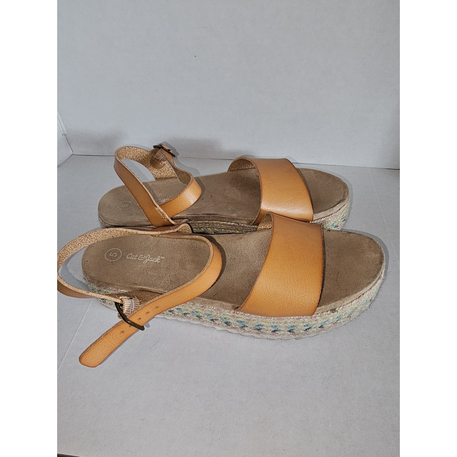 Cat & Jack Tan Platform Espadrille Sandals Women's Size 5 Ankle Strap